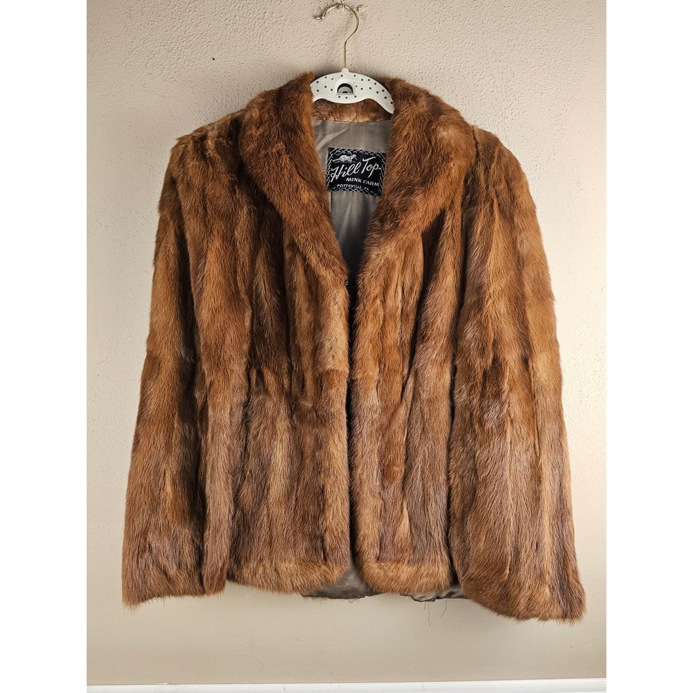 Vintage 1950's Brown Mink Stole Wrap Hill Top Mink Farm Pottsville Pennsylvania